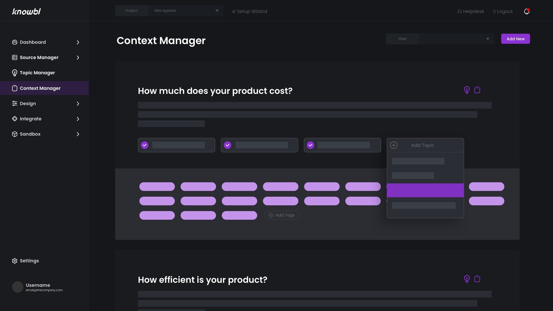 Knowbl Concierge image of context management.